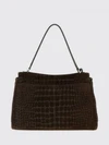 rodeo shoulder bag in suede with crocodile print