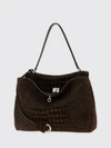 rodeo shoulder bag in suede with crocodile print