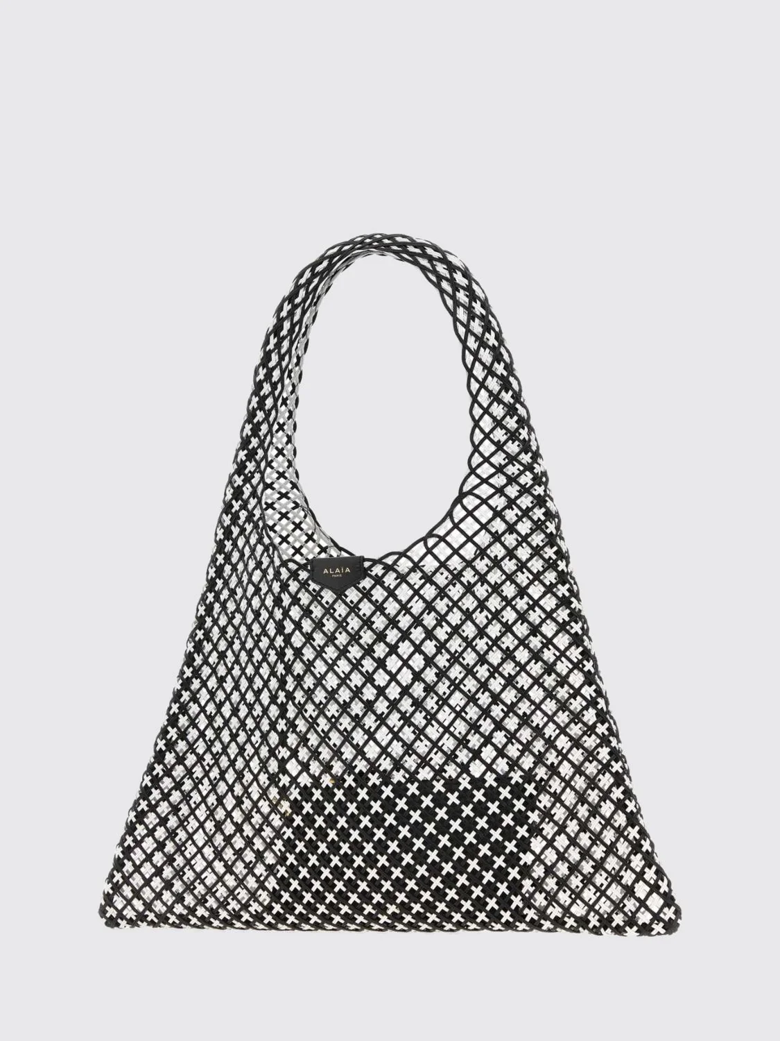 one piece perforated leather tote bag with inner pouch