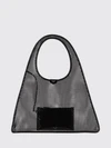 one piece perforated polyester tote bag with leather trim