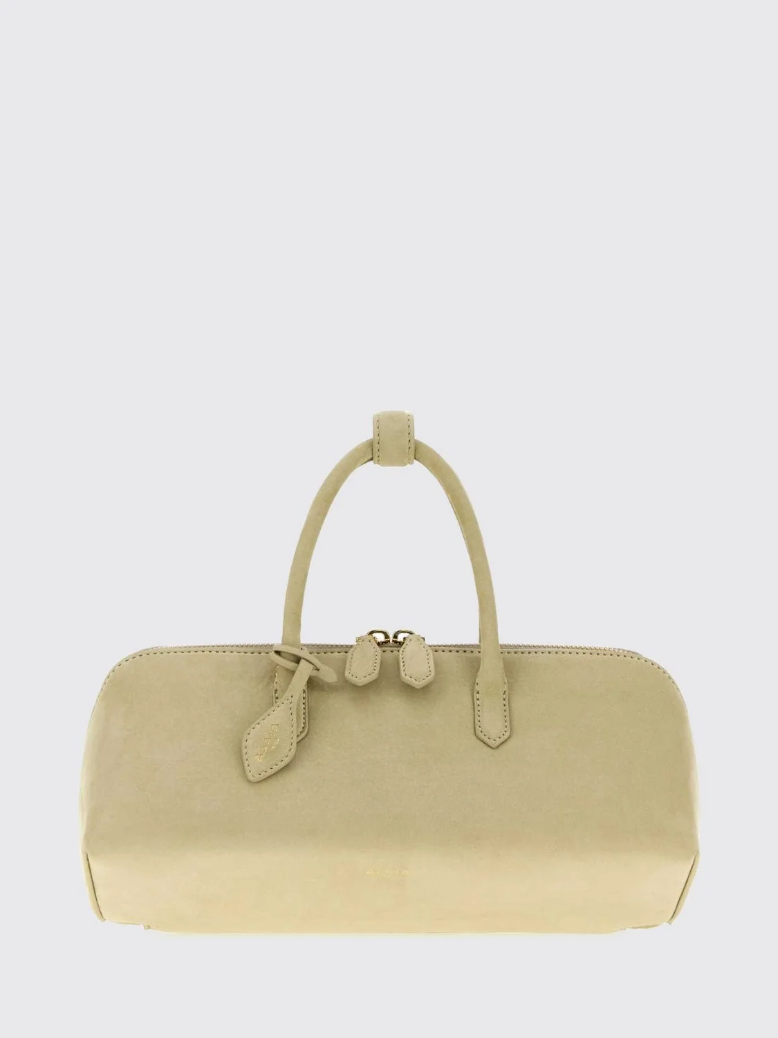delta handbag in nubuck with double handle and logo charm