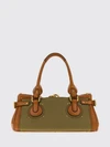 chloé shoulder bag in cotton and bovine leather with padlock and studs