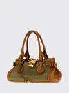 chloé shoulder bag in cotton and bovine leather with padlock and studs