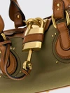 chloé shoulder bag in cotton and bovine leather with padlock and studs