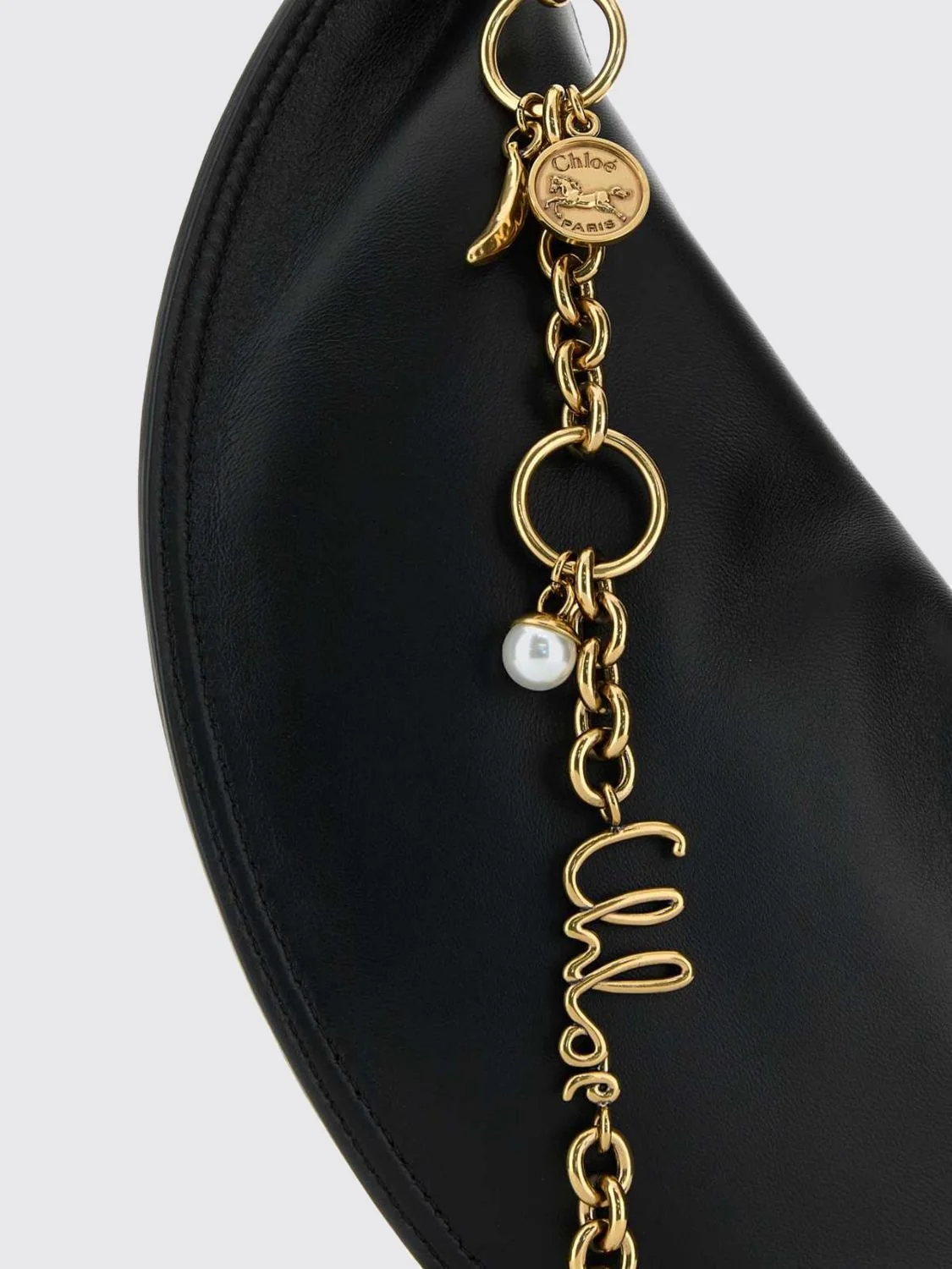 chloé icons hobo bag in lambskin with metal mesh handle