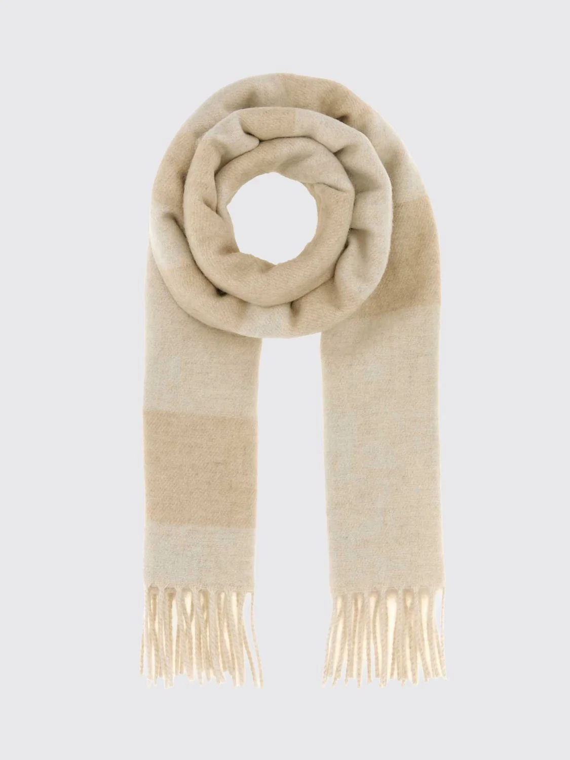 LOEWE OS classic jacquard logo scarf in pure cashmere with fringed hems