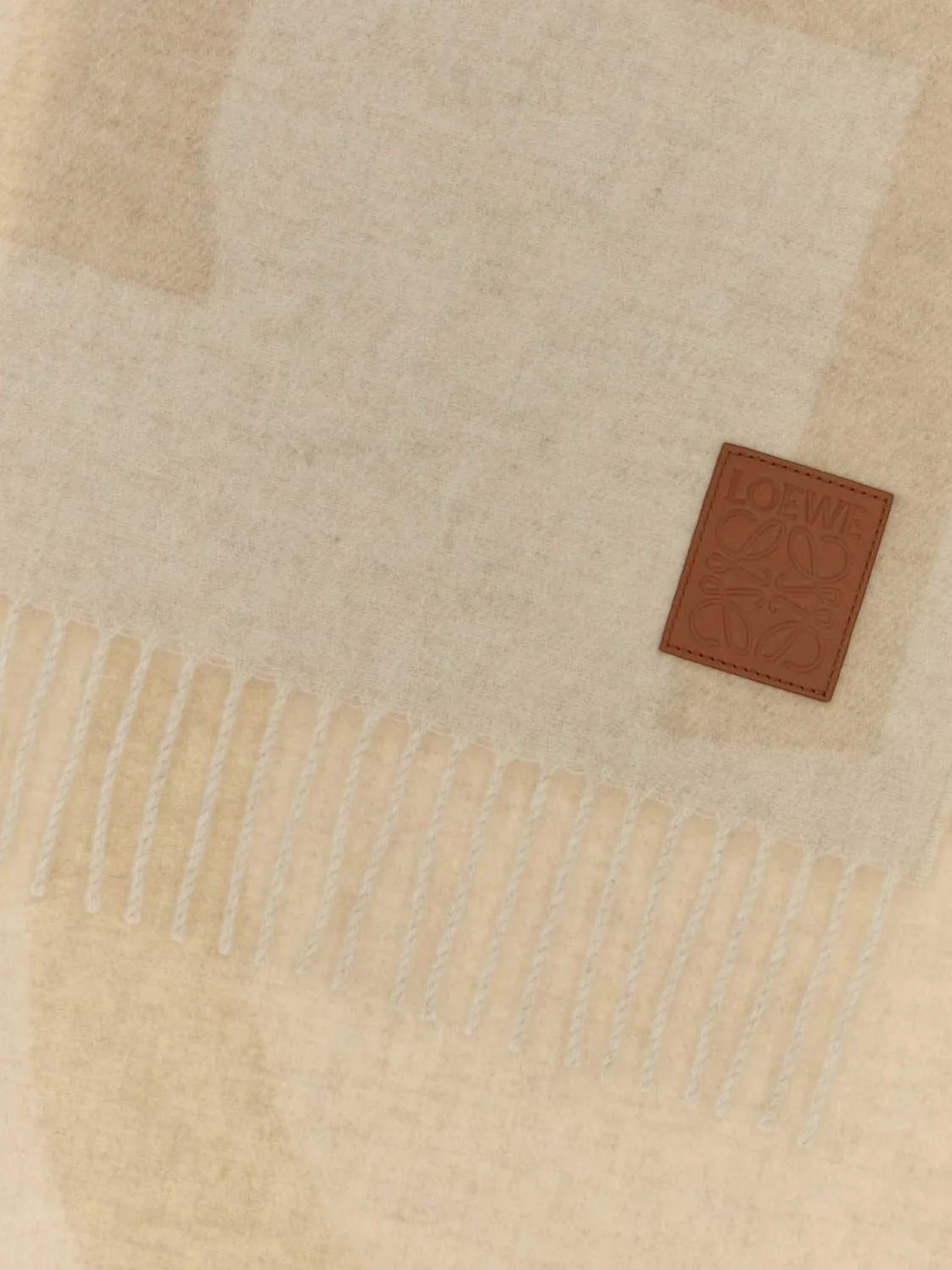 LOEWE OS classic jacquard logo scarf in pure cashmere with fringed hems
