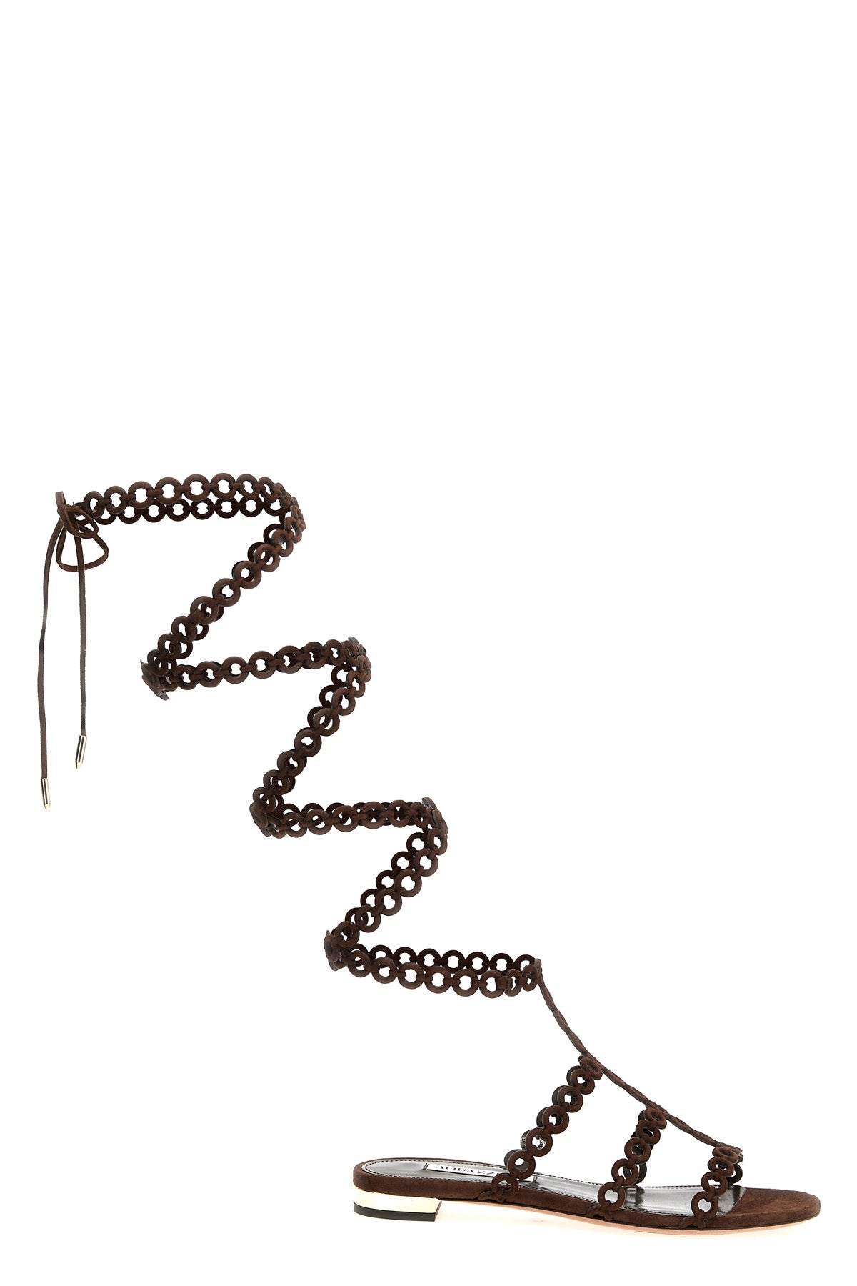 AQUAZZURA 36 infinity chain gladiator sandals in suede and smooth leather