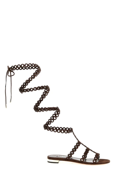 infinity chain gladiator sandals in suede and smooth leather