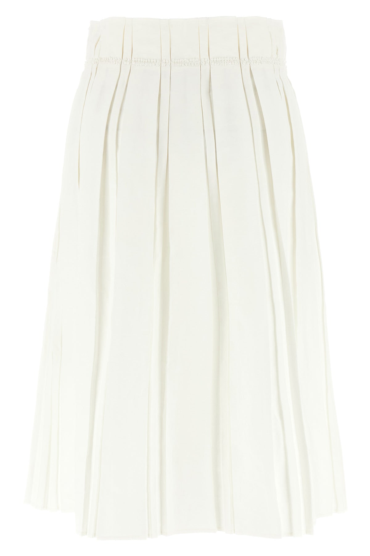 JIL SANDER 32 pleated linen midi skirt