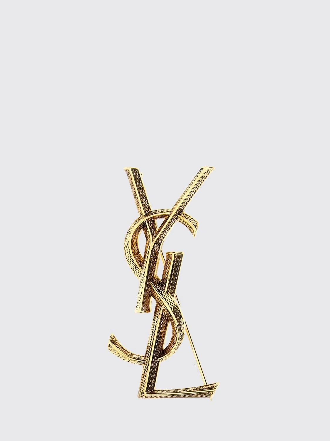 SAINT LAURENT OS cassandre ysl monogram brooch in golden brass