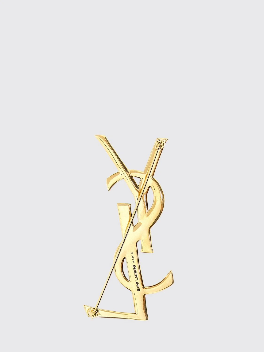 SAINT LAURENT OS cassandre ysl monogram brooch in golden brass