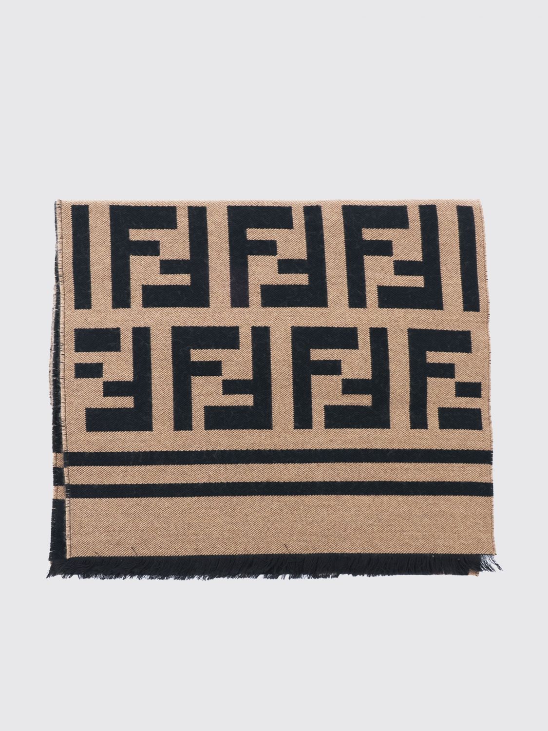 FENDI OS wool and silk blend scarf with jacquard ff monogram