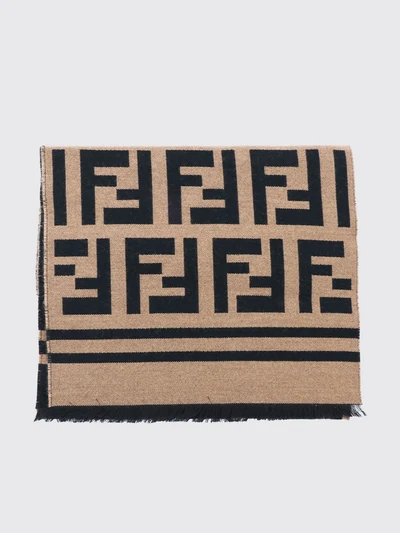 wool and silk blend scarf with jacquard ff monogram
