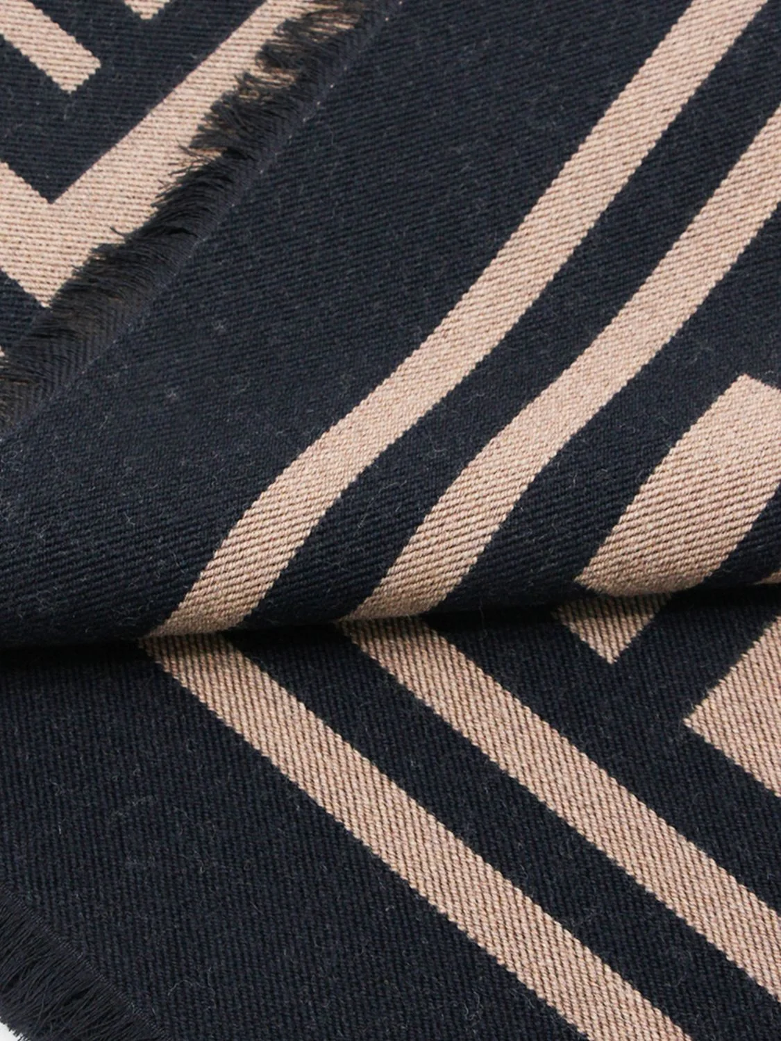 FENDI OS wool and silk blend scarf with jacquard ff monogram