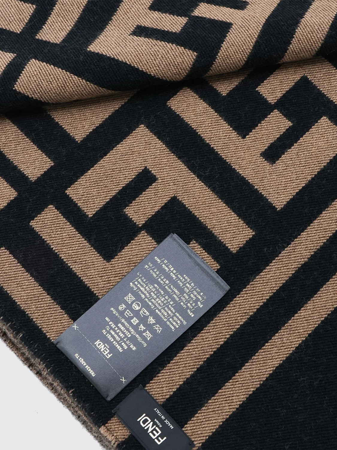 wool and silk blend scarf with jacquard ff monogram