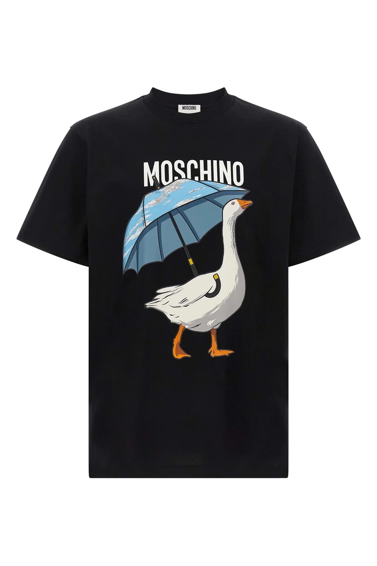 MOSCHINO L moschinos goose t-shirt features a classic silhouette enriched