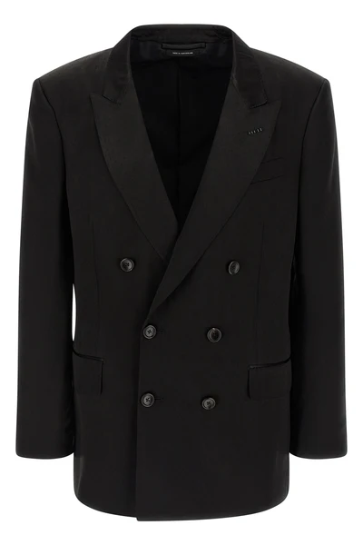 blazer in viscose blend and glossy fluid silk