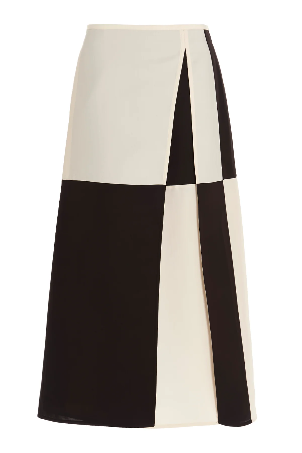 JIL SANDER 34 q 17 mc color block viscose and silk midi skirt