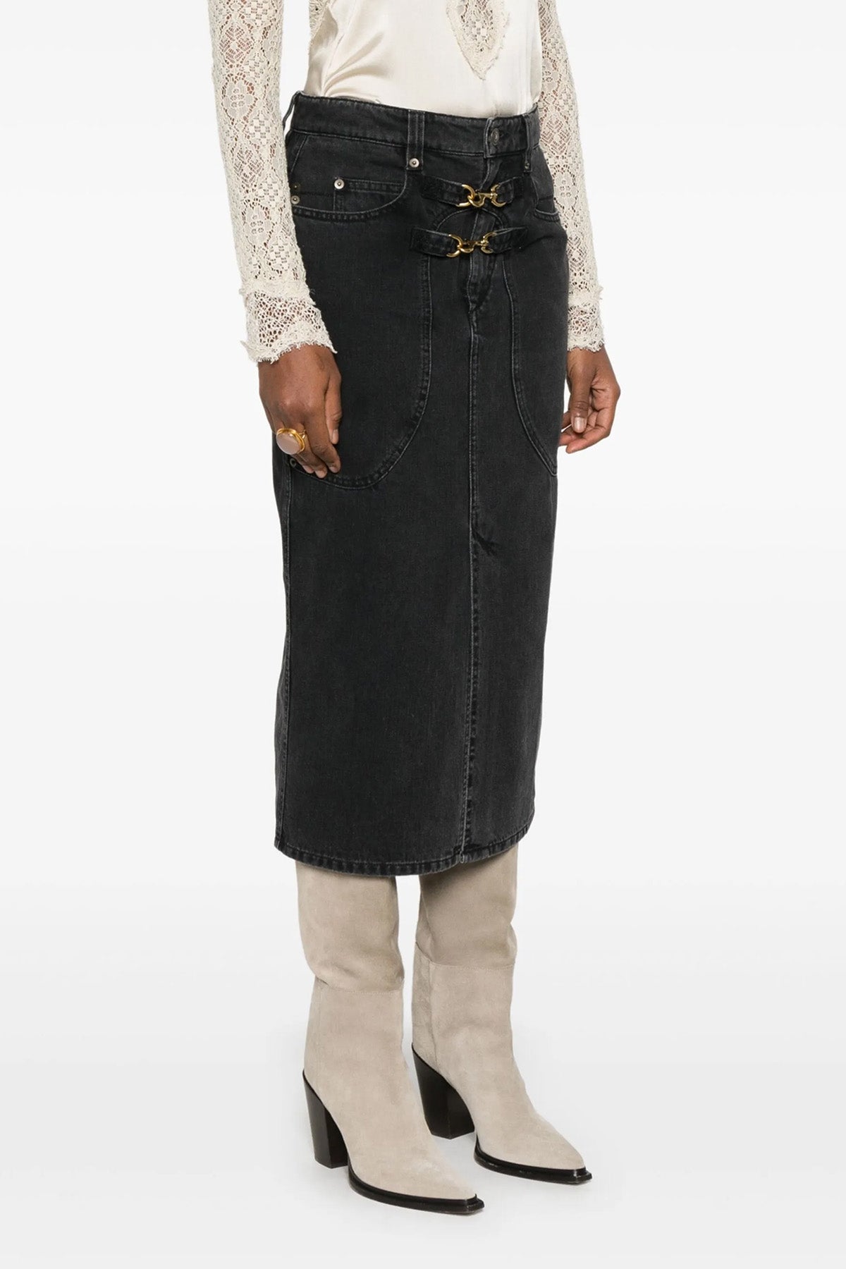 ISABEL MARANT 34 pavina midi skirt in cotton denim