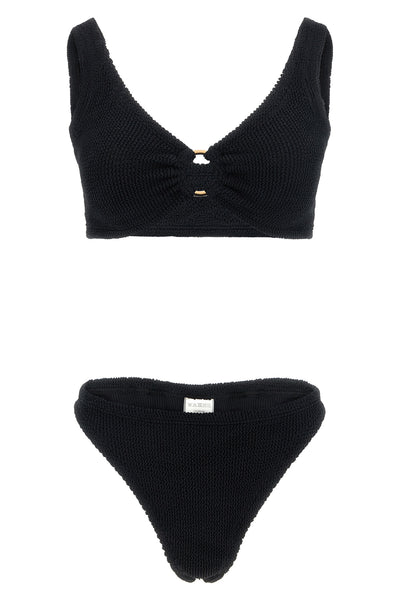 the hunza g julia bikini redefines beachwear aesthetics through its iconic thr
