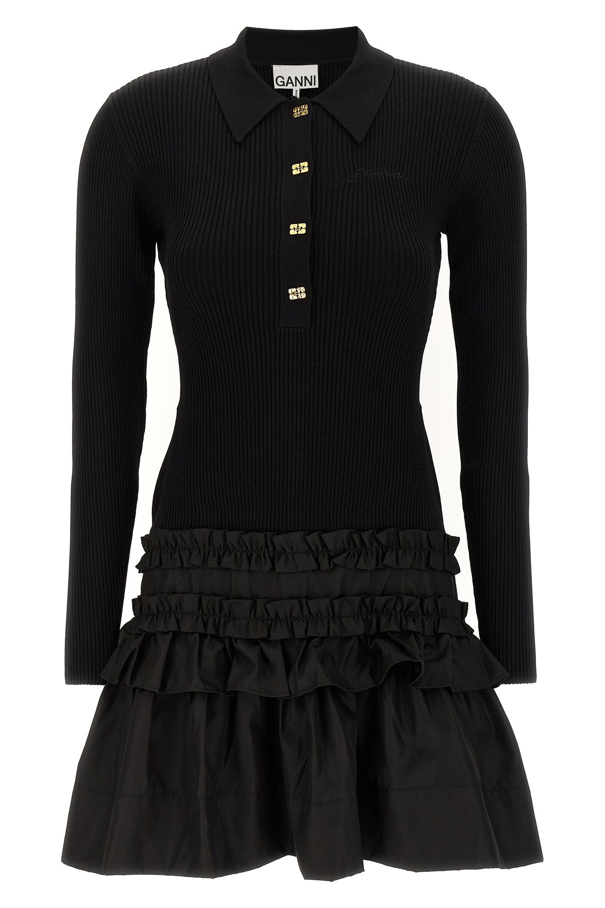 GANNI M melange rib knit mini dress