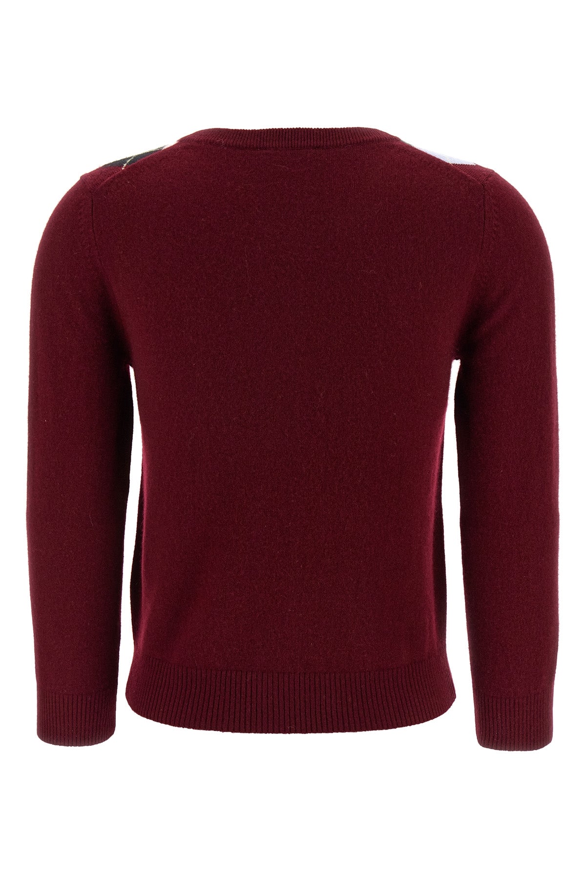 GANNI M burgundy check merino wool and cashmere blend cardigan