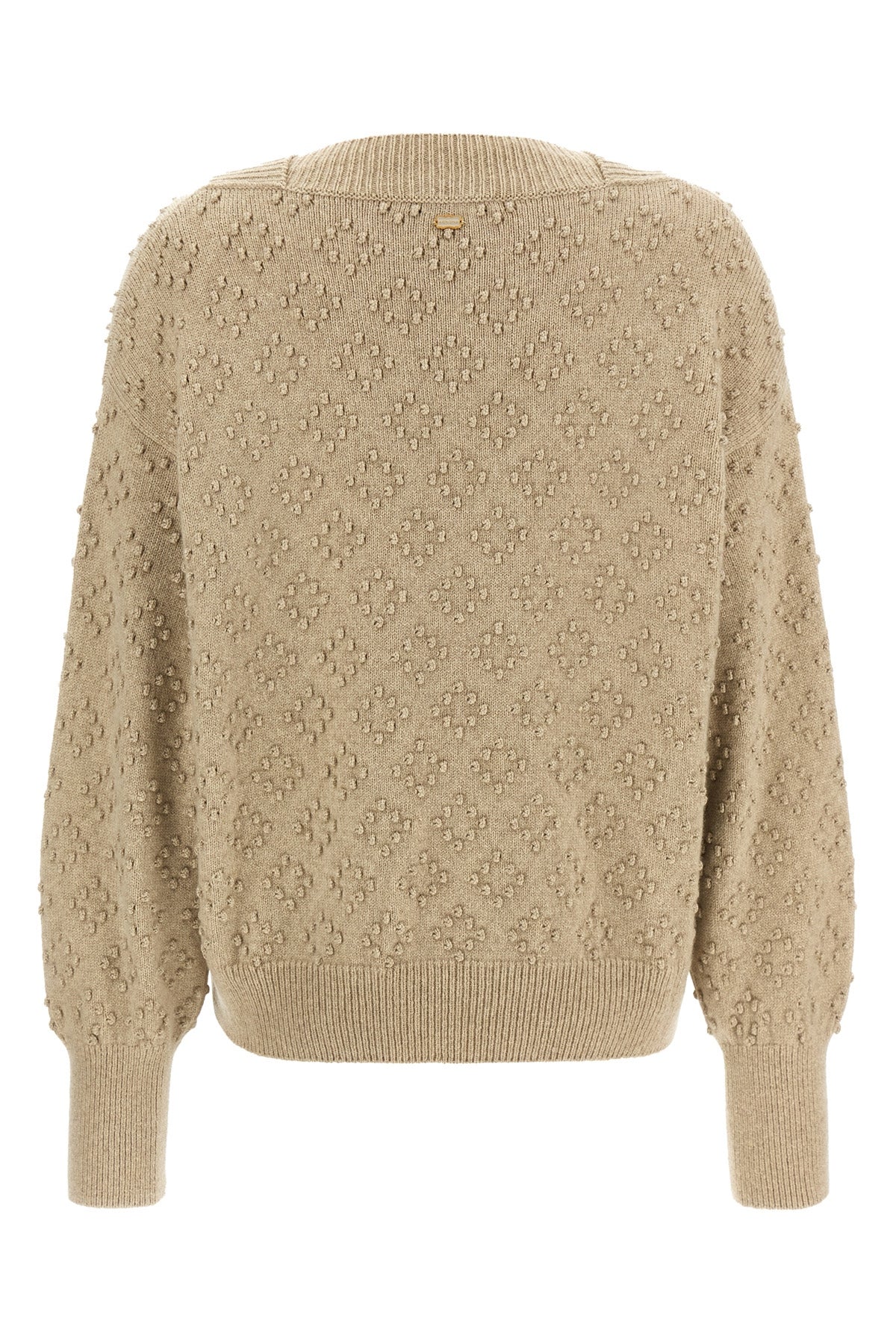 AGNONA L the agnona beige cashmere blend crew neck sweater stands out for its complex