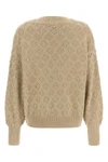 the agnona beige cashmere blend crew neck sweater stands out for its complex