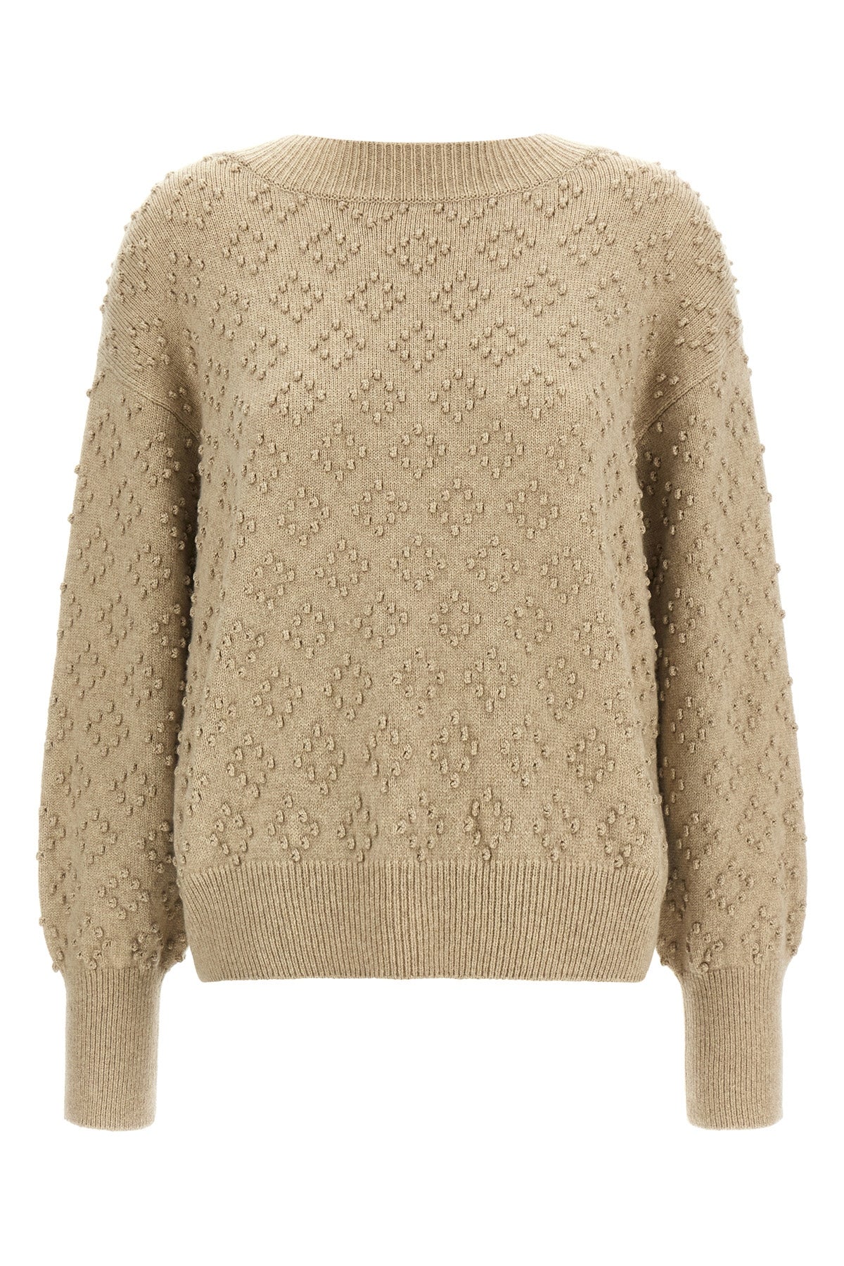AGNONA L the agnona beige cashmere blend crew neck sweater stands out for its complex