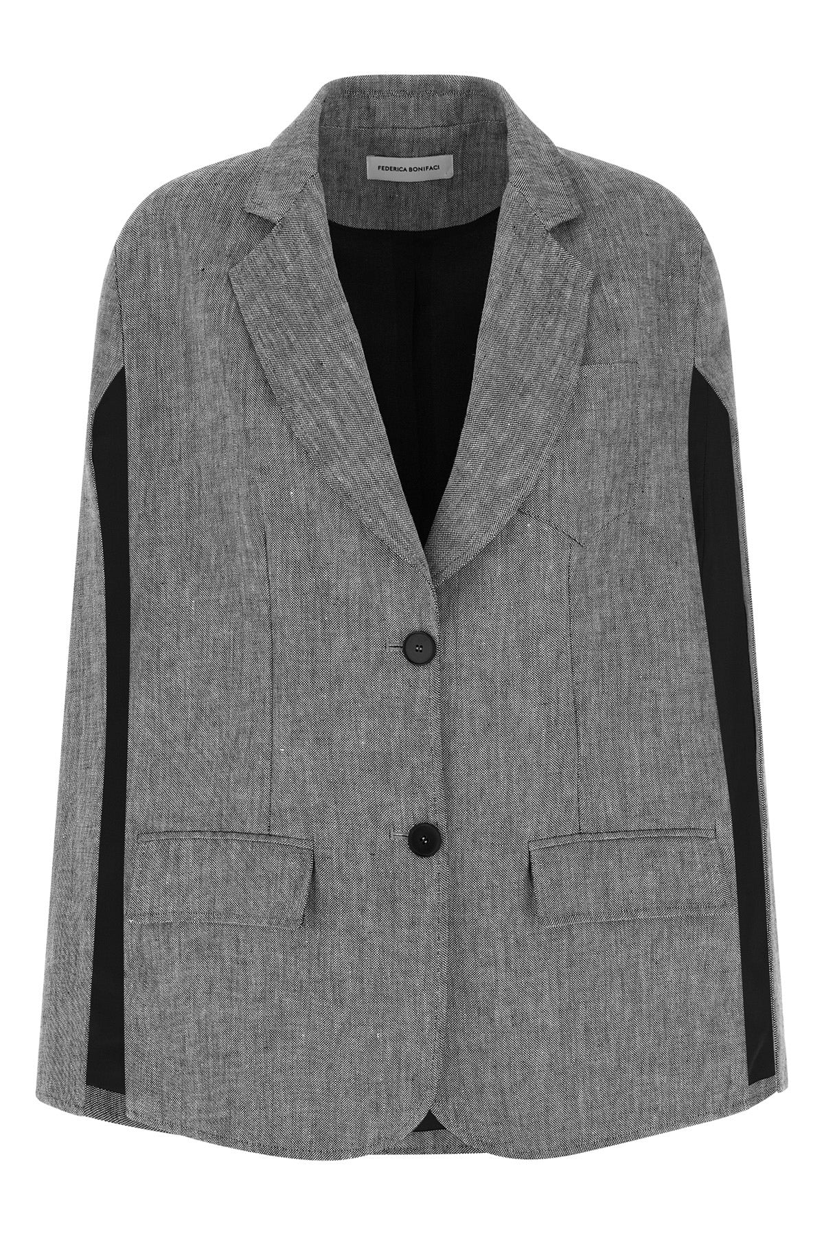 FEDERICA BONIFACI S single-breasted single-breasted melange linen cape