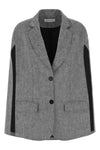 single-breasted single-breasted melange linen cape