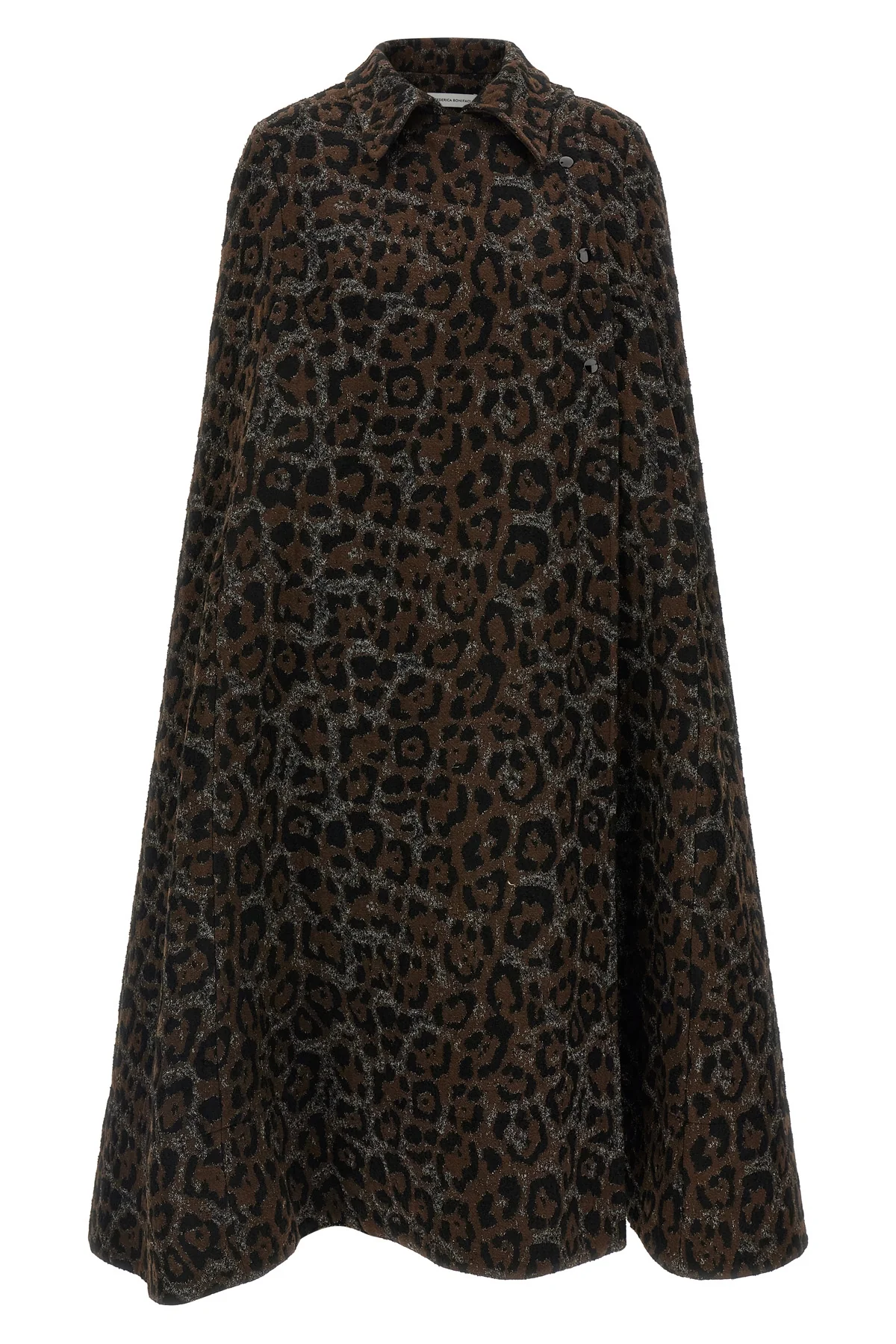 FEDERICA BONIFACI L federica bonifaci leopard cape stands out for its flared and enveloping silhou