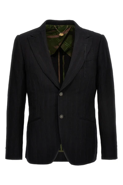 keanu single-breasted blazer in pinstriped cotton blend