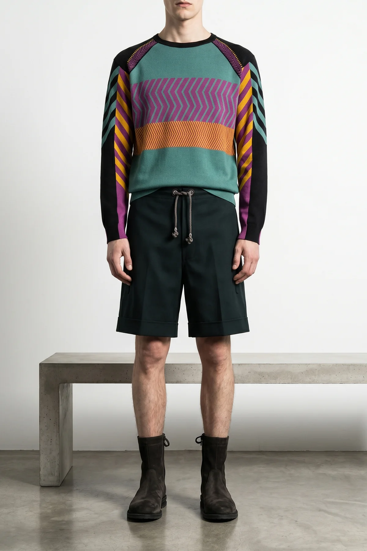 gizi panelled jacquard knit sweater