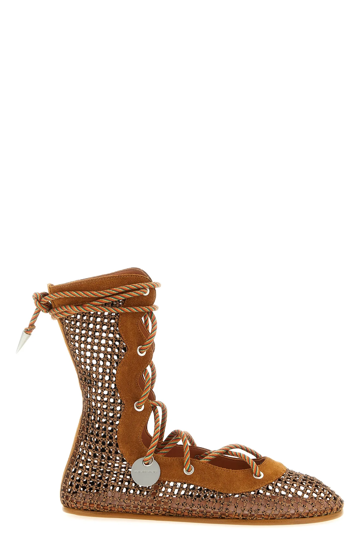 reticella ankle boots in mesh and suede fabric