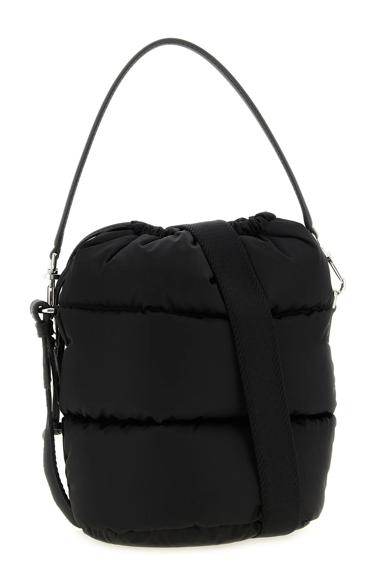 caradoc bucket bag in water-repellent padded boudin quilted nylon