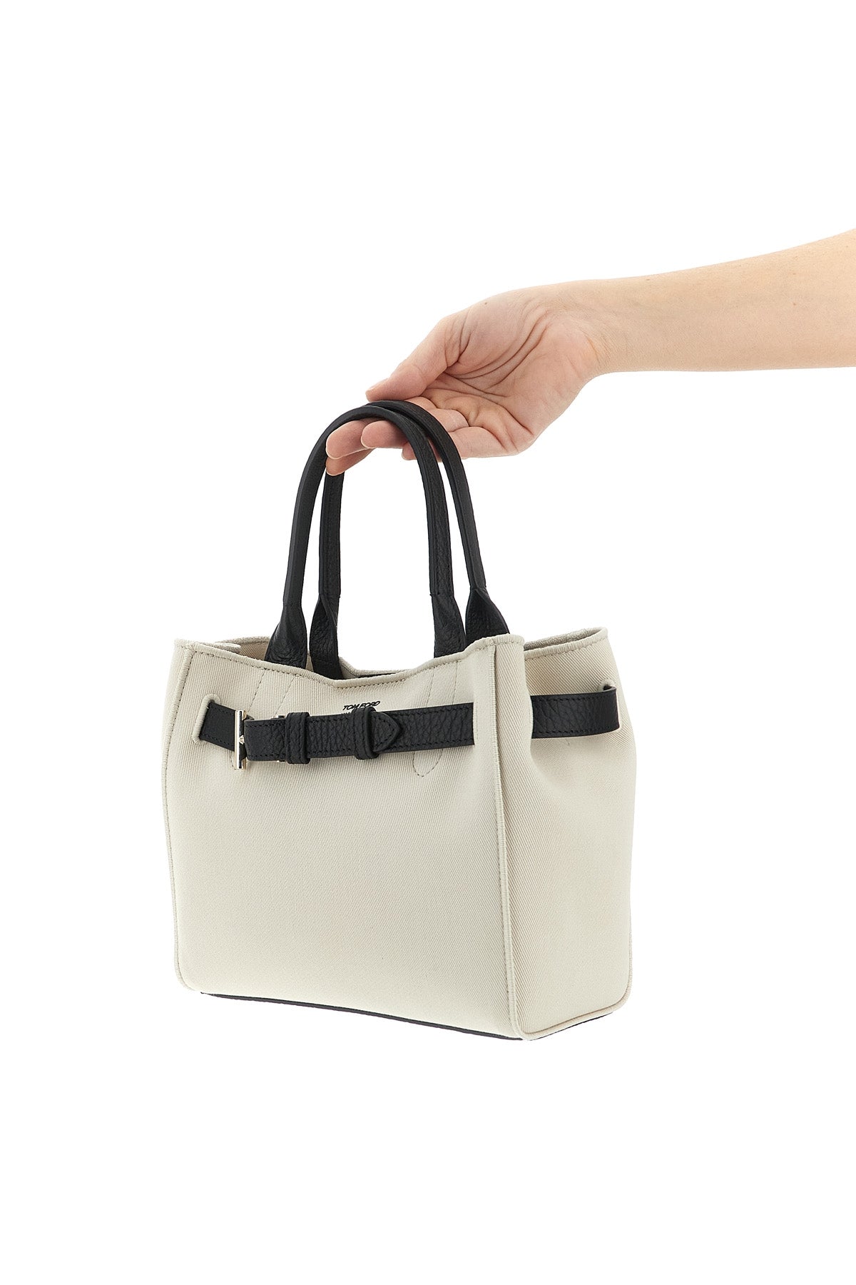 TOM FORD OS small audrey shopping bag in canvas and hammered leather