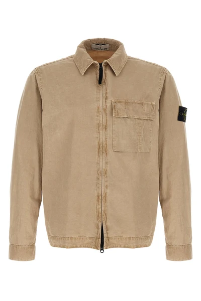 1200008 overshirt in garment-dyed brushed cotton canvas