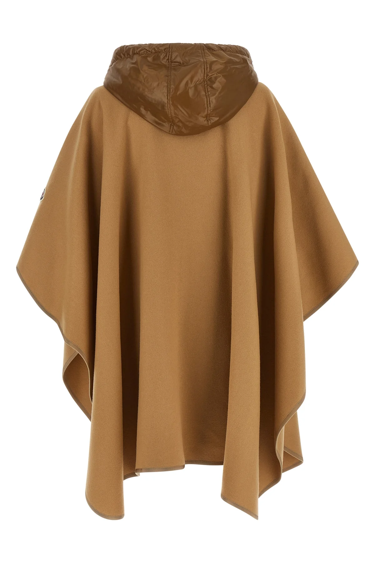 MONCLER OS the moncler virgin wool blend cape is distinguished by a draped silhouette and m