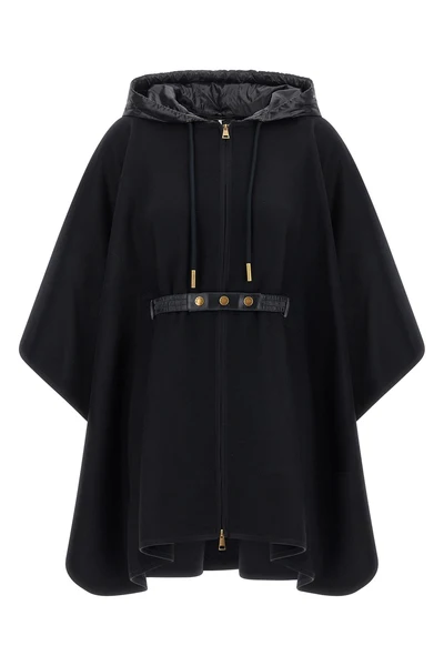 the dark blue moncler cape in virgin wool blend