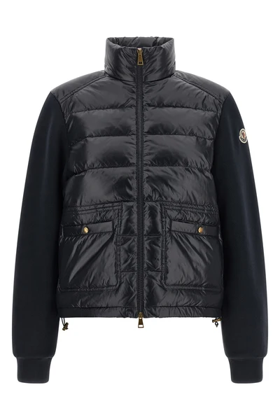 the moncler cardigan in fleece cotton and technical fabric defines a contemporar