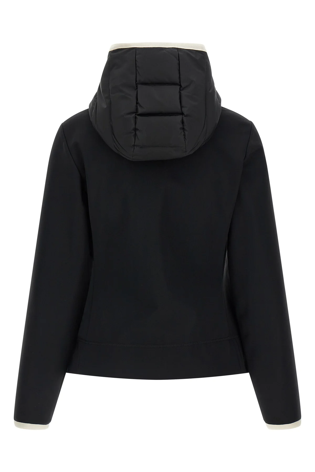 the moncler grenoble con cappuccio e zip cardigan stands out for its hybrid co