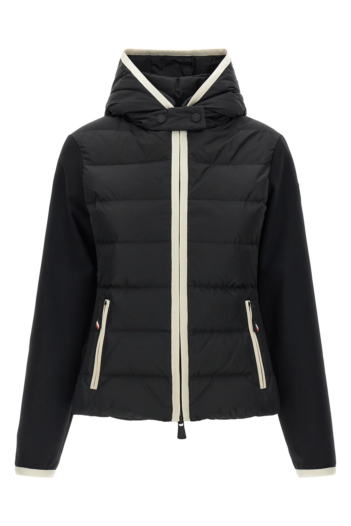the moncler grenoble con cappuccio e zip cardigan stands out for its hybrid co