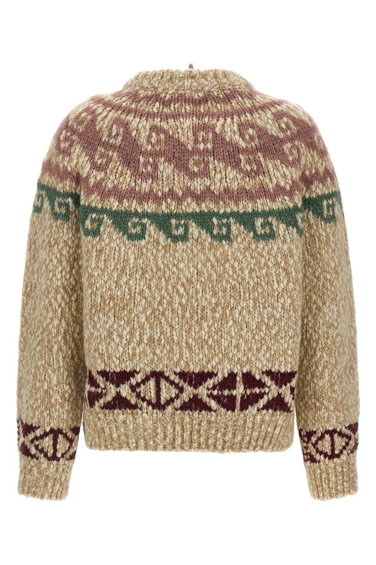 the moncler grenoble crewneck sweater in structured wool blend and soft alpaca f