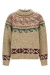 the moncler grenoble crewneck sweater in structured wool blend and soft alpaca f