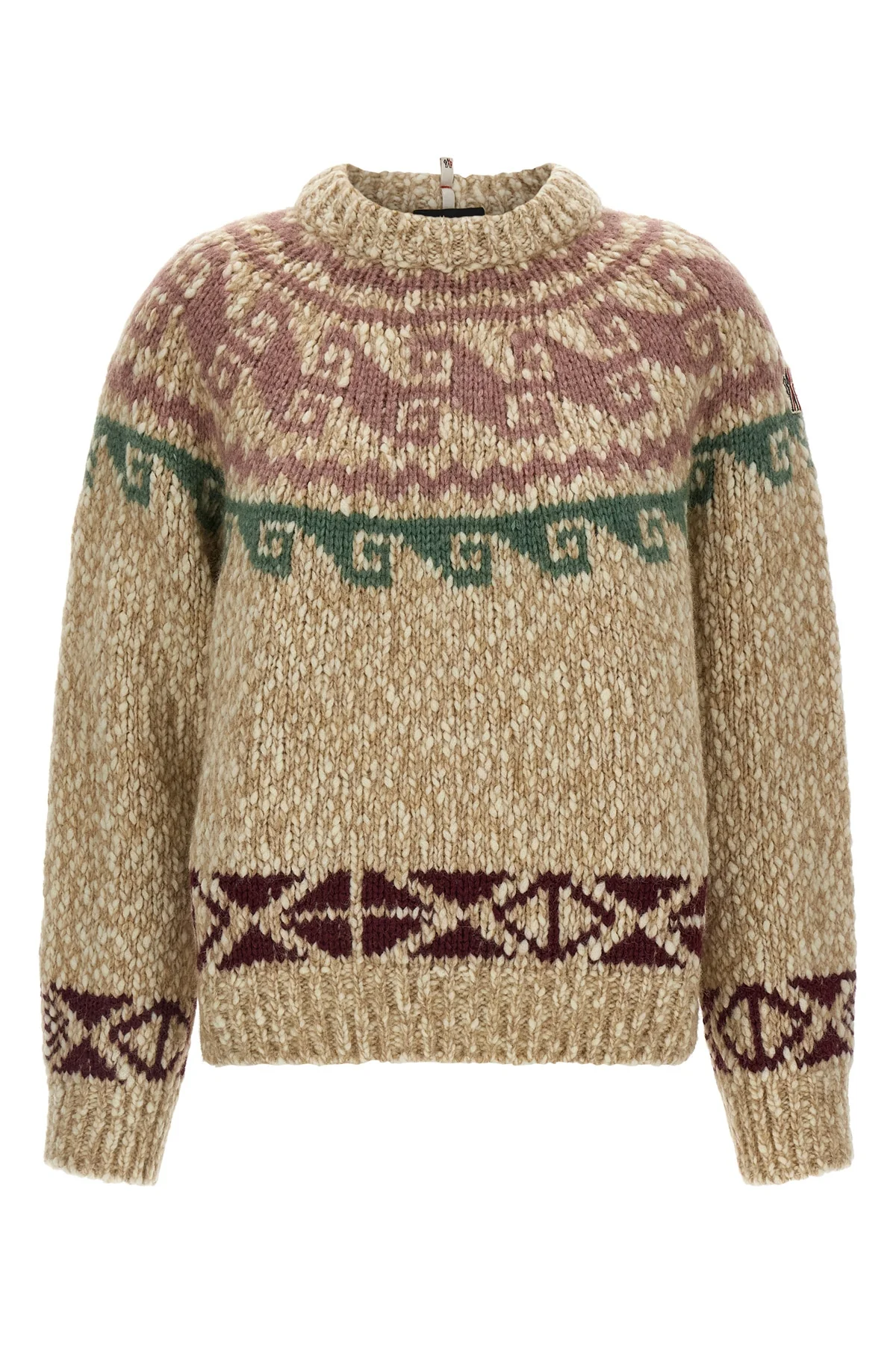 the moncler grenoble crewneck sweater in structured wool blend and soft alpaca f