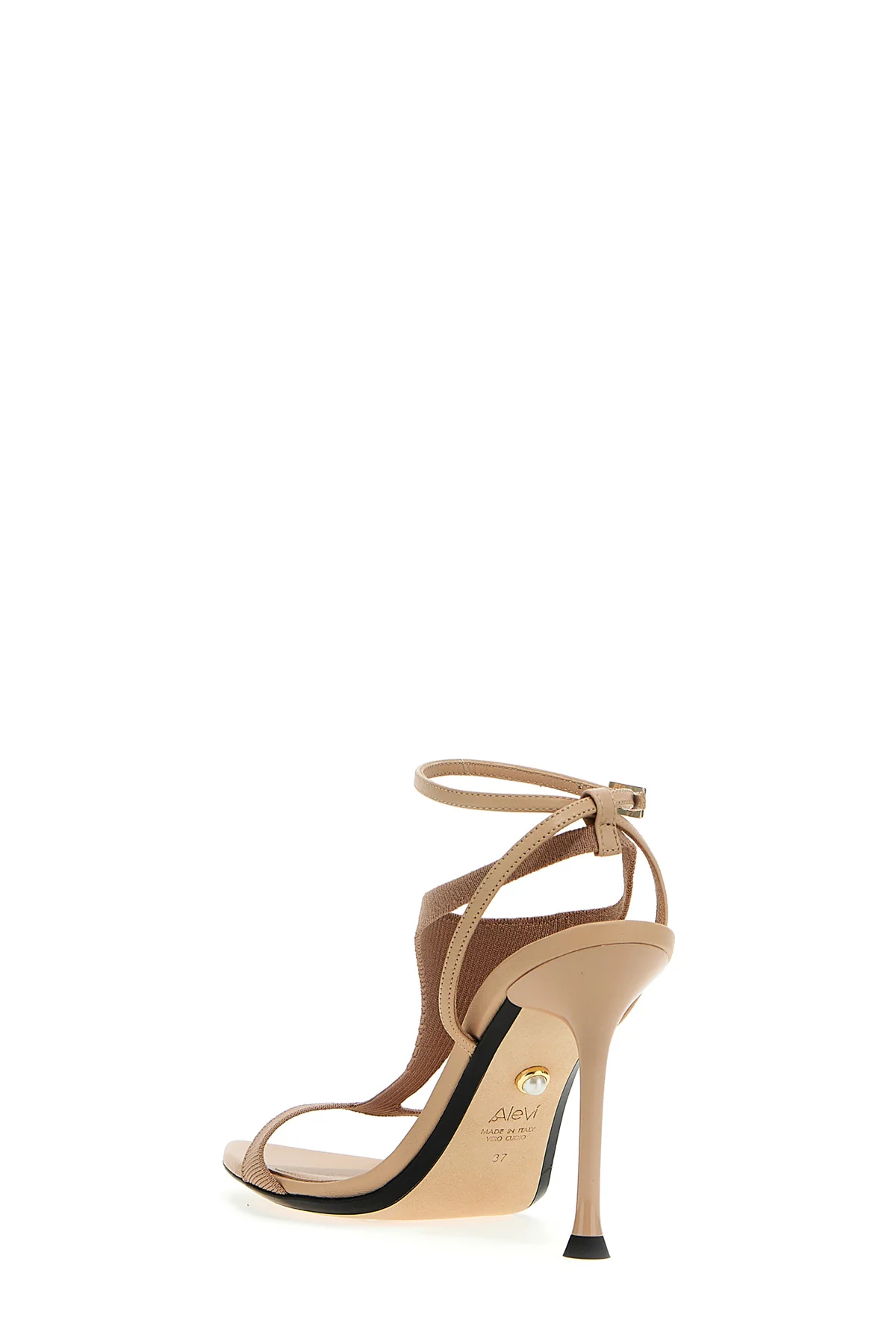 ALEVÌ 36 knit jackie sandals withkle straps and a tone-on-tone lacquered heel
