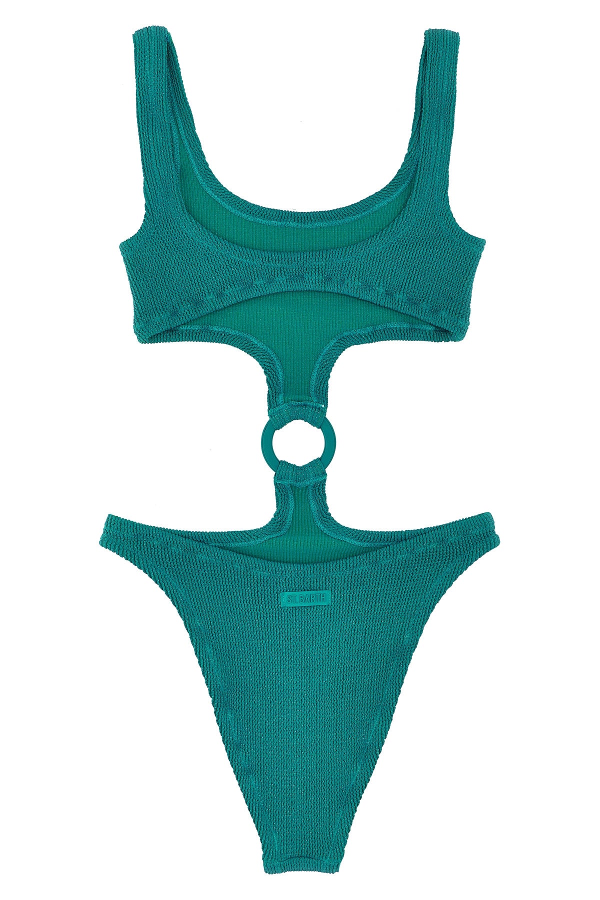 MC2 SAINT BARTH M-L laurel one-piece swimsuit in crinkle lurex fabric