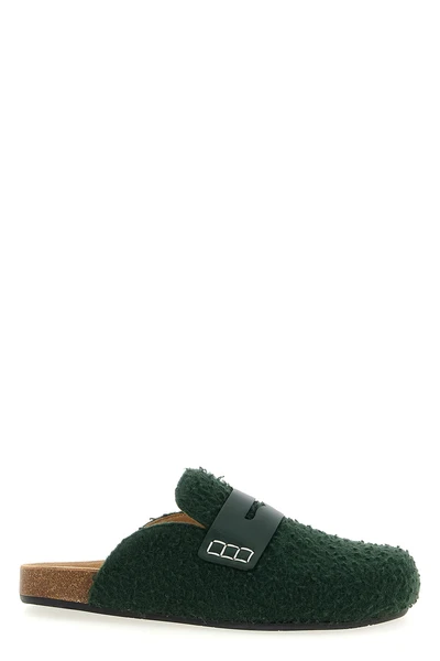 felt loafer mules in textured felt fabric